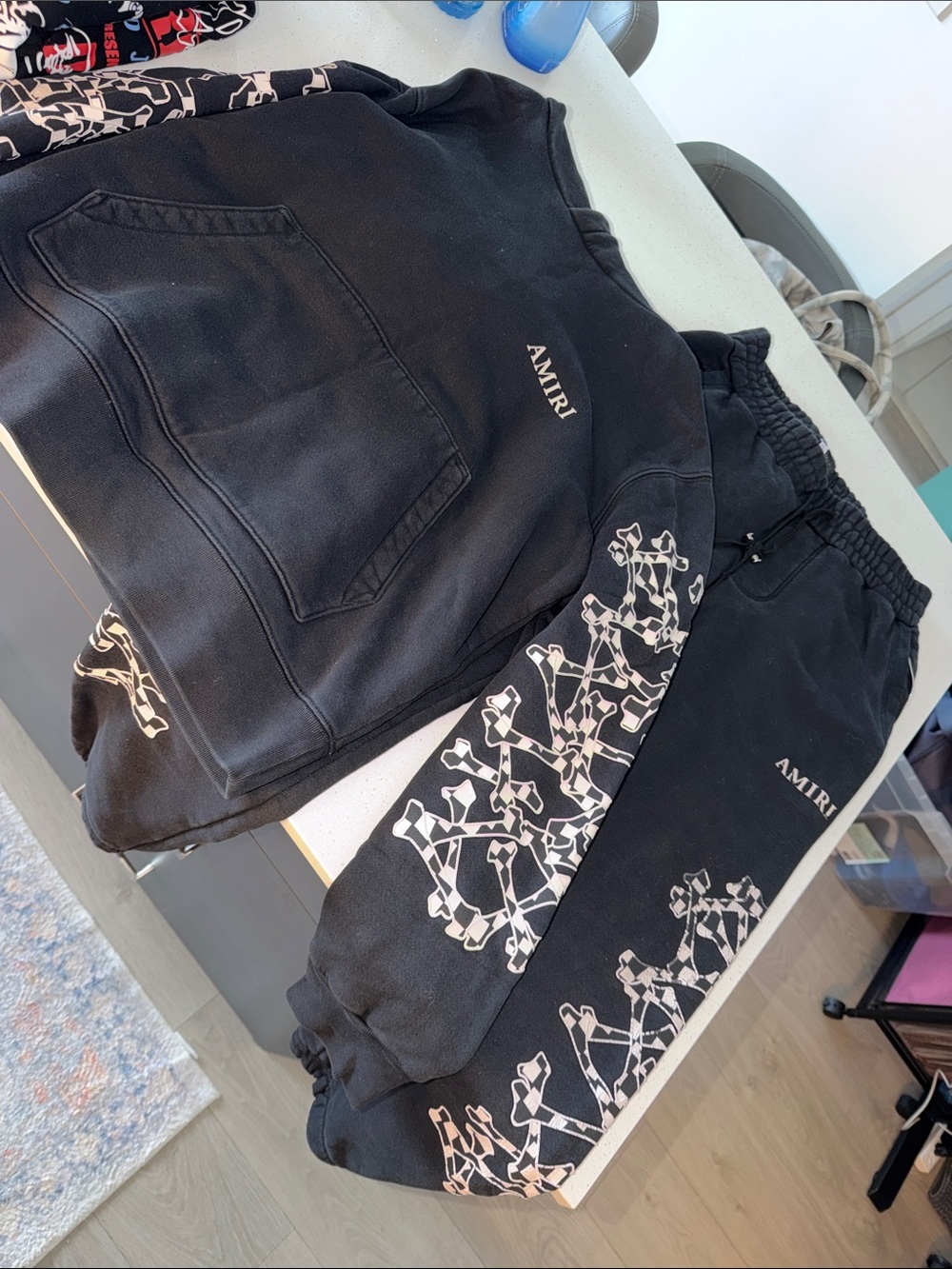 AMIRI Black Sweatshirt & Joggers with White Chain-Print